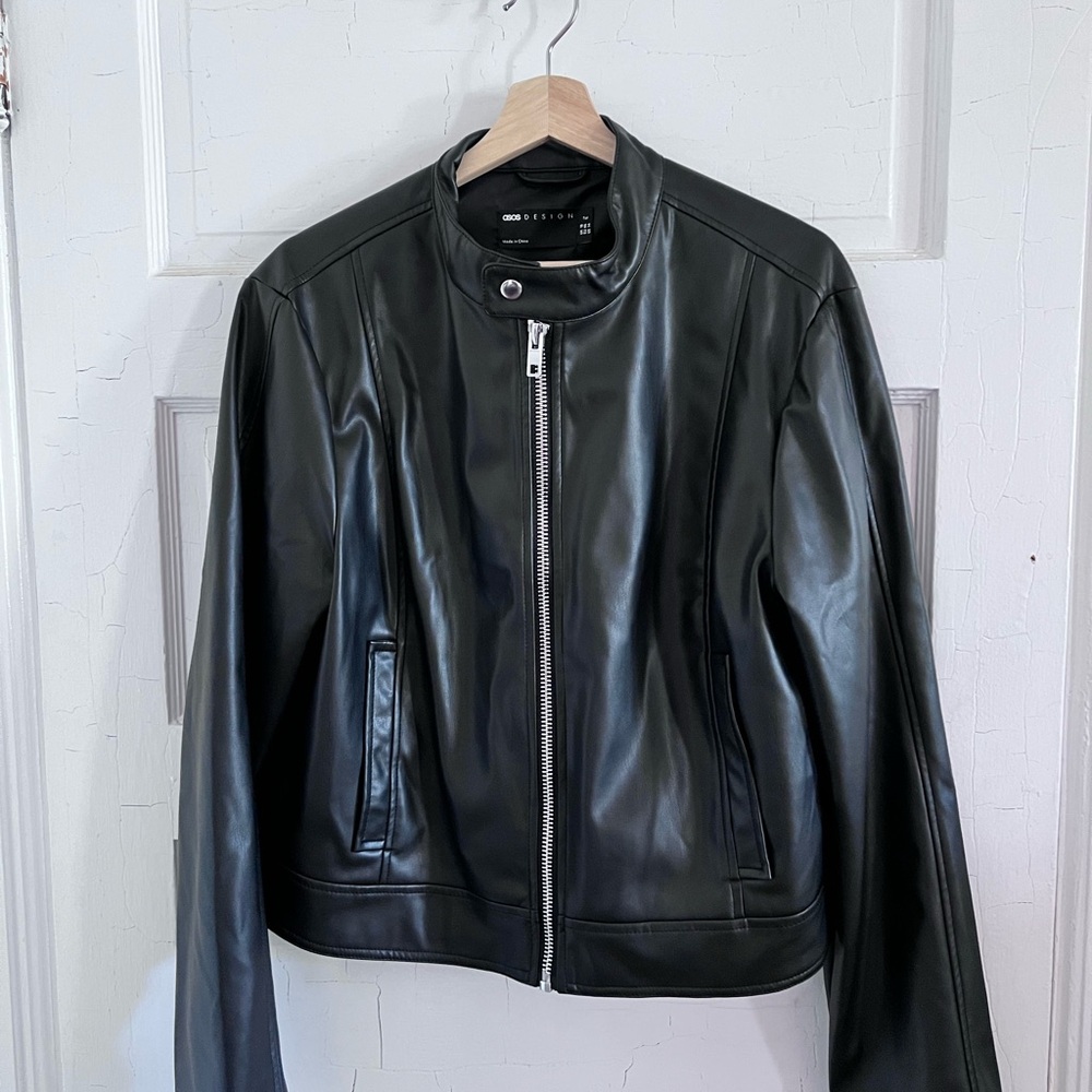 Faux leather motorcycle jacket size 14 tall
